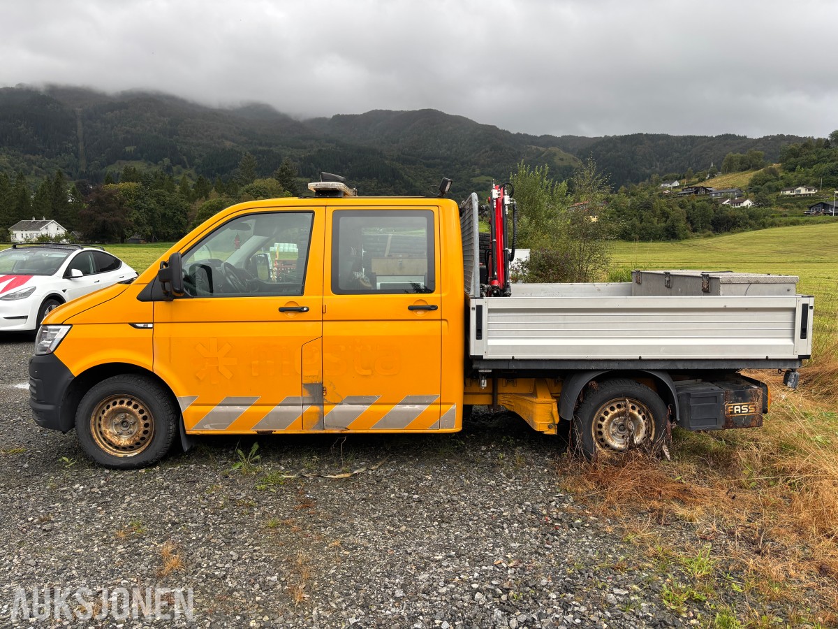 2019 VOLKSWAGEN TRANSPORTER 2.0 TDI 150HK 4MOTION DOBBELCAB / PLAN / FASSI-KRAN – REP.OBJEKT