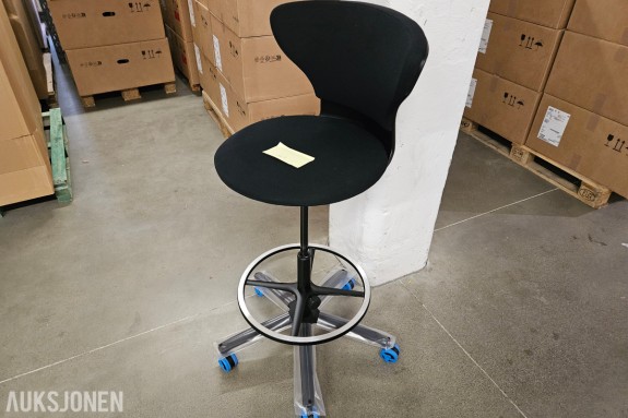 Sedus TU-181 turn around high desk chair - Gabriel Atlantic sort - fotring i metall - femstjernet aluminiumsfot