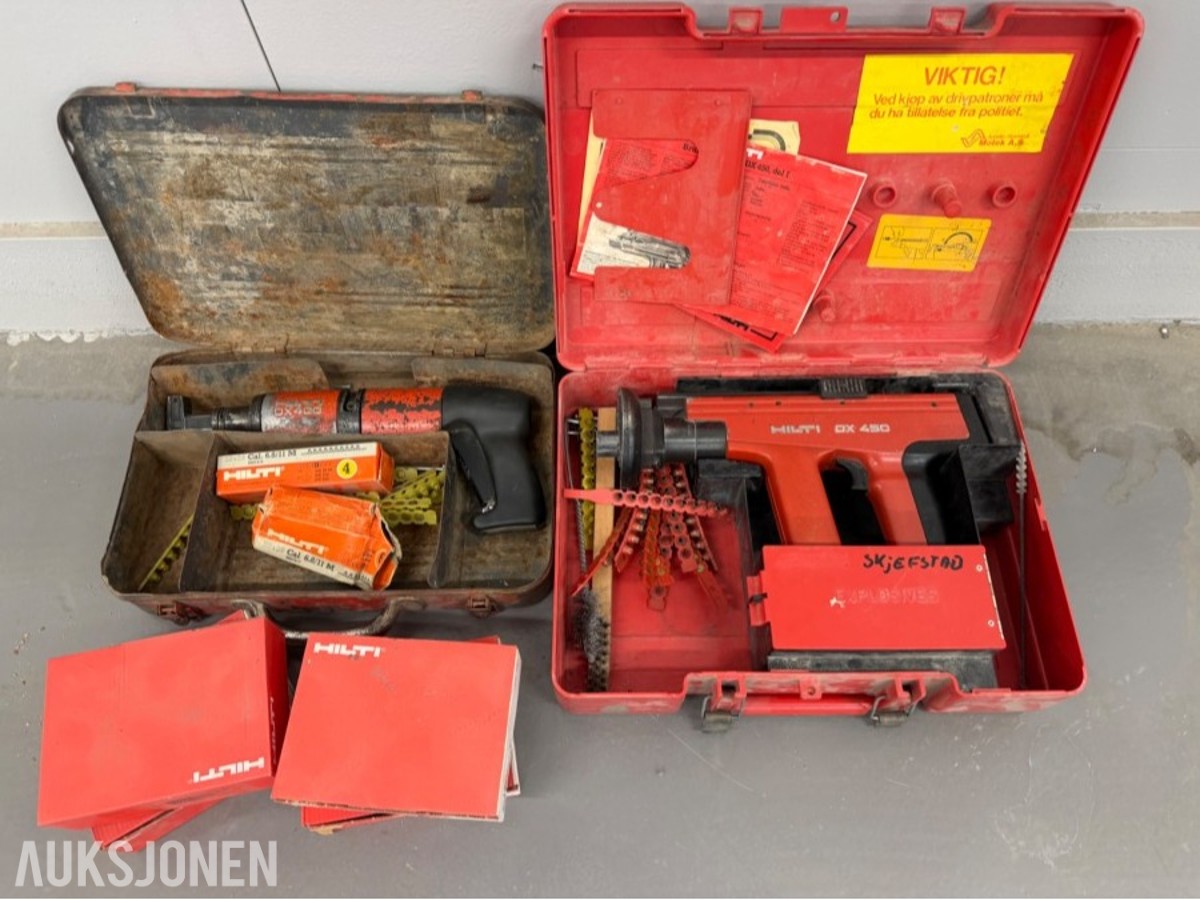 Hilti Boltepistoler DX 450 og DX 400 m/koffert og spiker