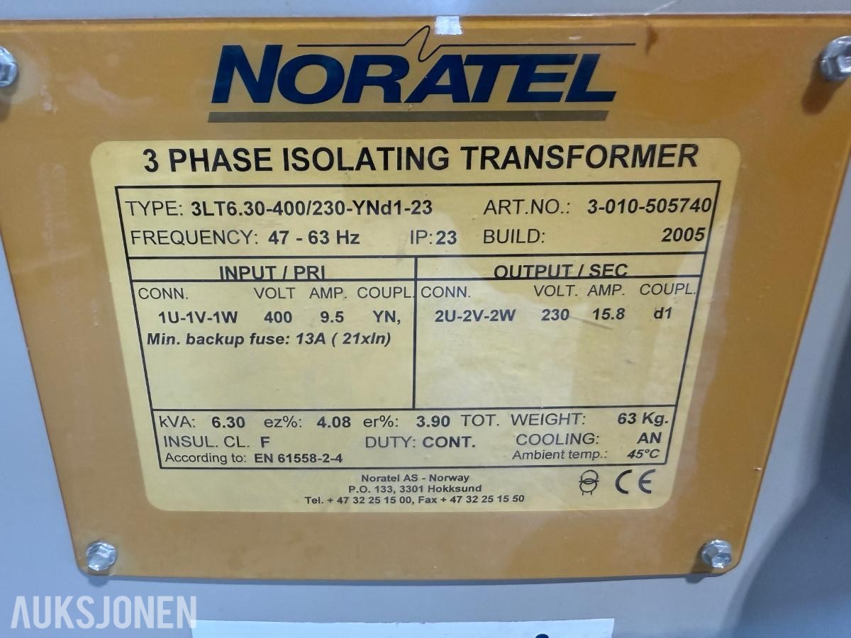 2005 NORATEL Trafo 400v til 230v og 230v til 400v