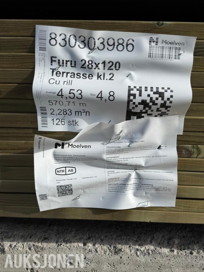 Furu 28x120 Rillet Terrassebord Cu kl.2