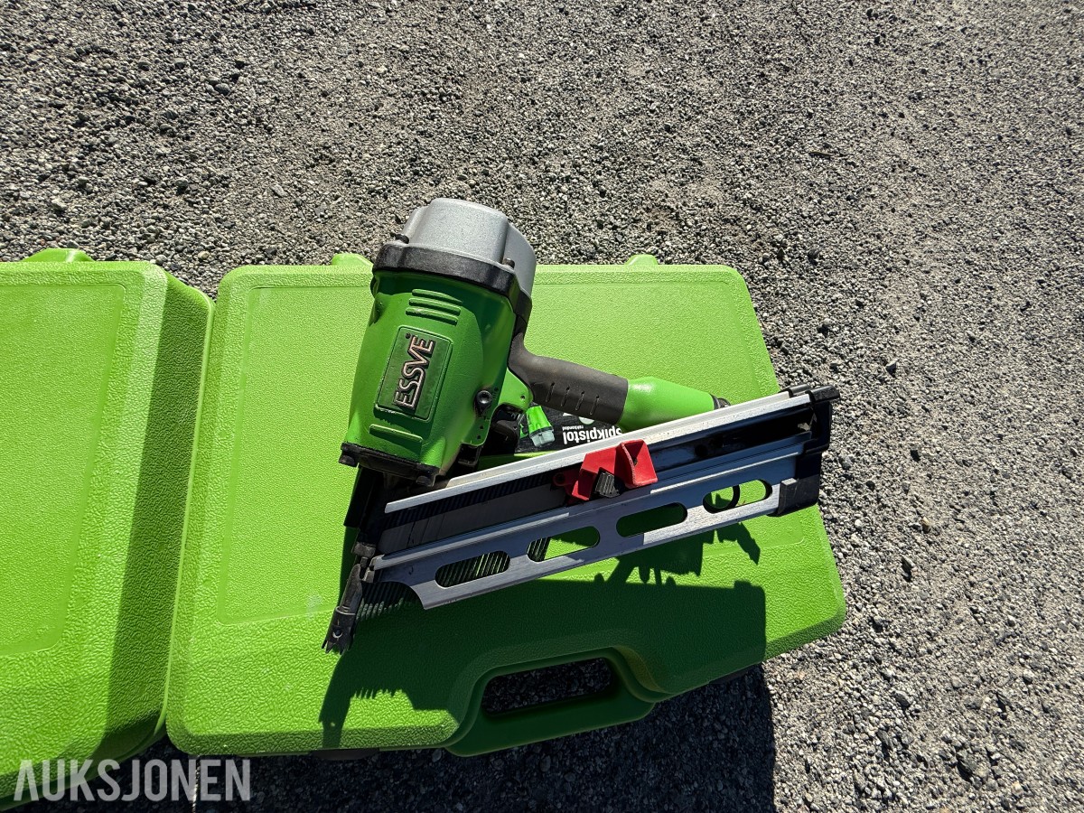3 stk. ESSVE FN 34/90 spikerpistoler med kofferter og slange