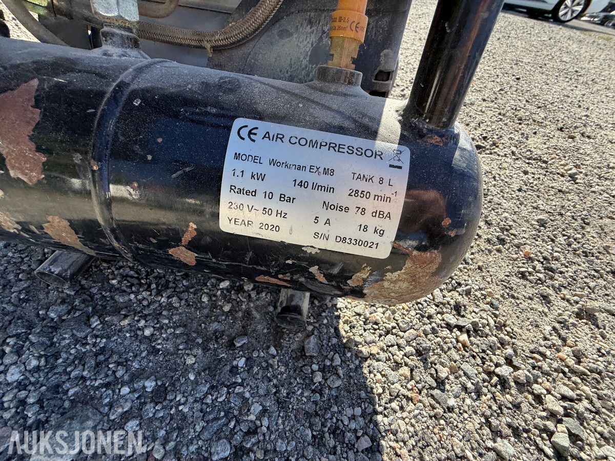 Workman EX M8 luftkompressor – 8 liter / 10 bar