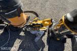 DeWalt verktøypakke med bordsag, kapp-/gjærsag, støvsugere og arbeidsstativ