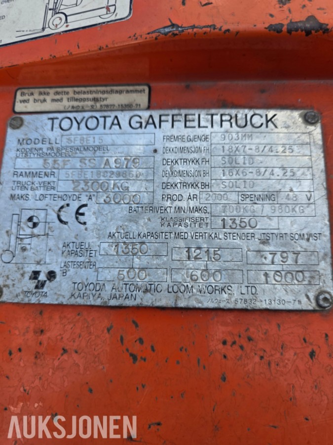 2000 Toyota 5FBE15 truck 1,5 tonn