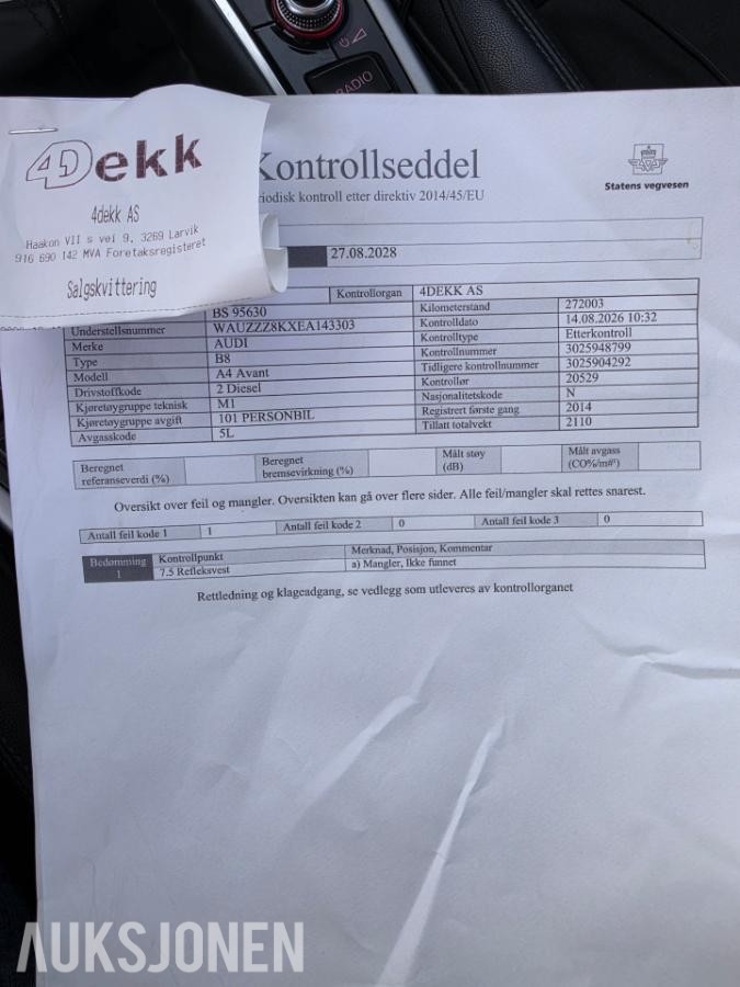 2014 Audi A4 2.0 120hk manuell navigasjon eu ok 08.2028