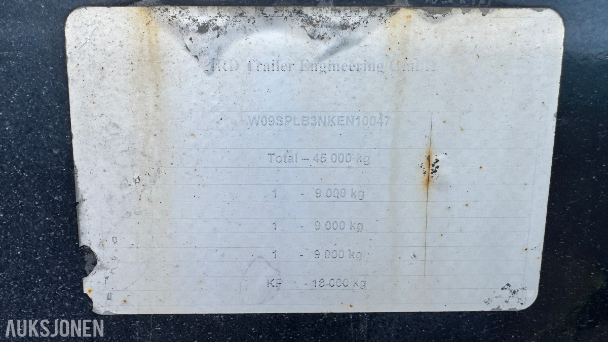 HRD SPLB3N 3-akslet plansemitrailer – 45 tonn toltalvekt – EU-Godkjent