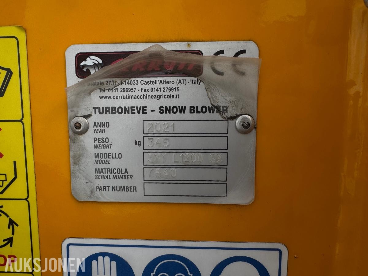 2021 Cerruti Super Middle 500-L1200 hydraulisk snøfreser