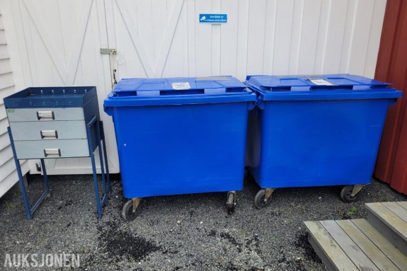 2017 2 stk -  SULO / Standard industrimodell (EN-840 godkjent) 660 Liter avfallsbeholder med 4 hjul