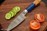 Håndlaget kjøkkenknivsett – 5 kniver Damaskus stål med lærmappe