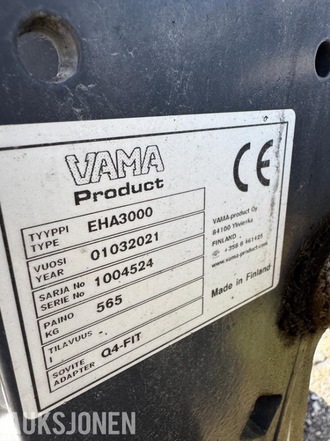 2021 Vama EHA3000 kost med 3-punkt feste og sving og vanning