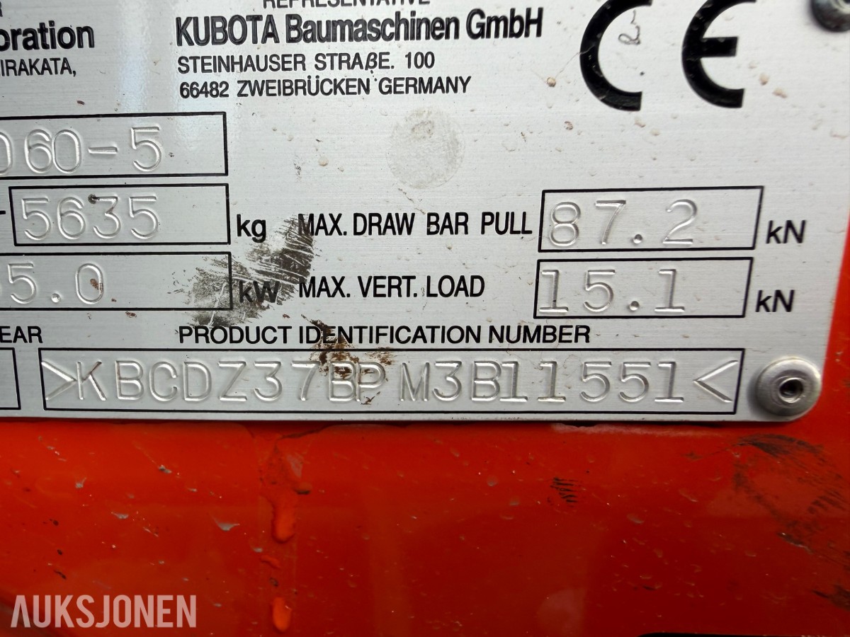 2021 mod. Kubota KX060-5, Engcon, sentralsmørning, 3329 timer ++