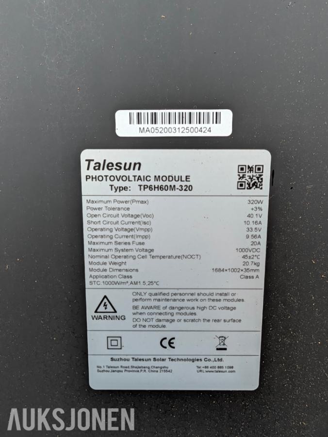 Solcellepaneler med monteringsmatriell Csun, Talesun *Ingen minstepris*