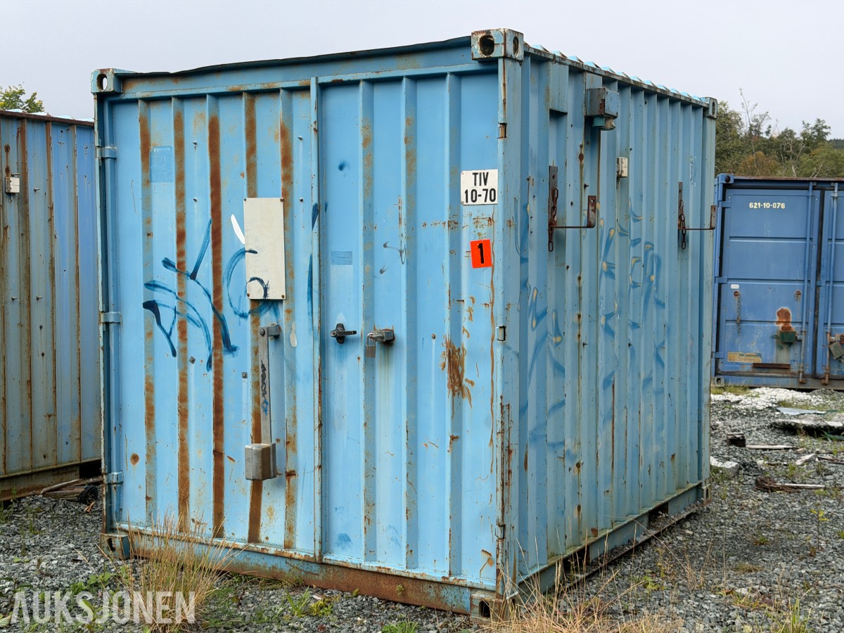 1992 Innredet 10 fots lagercontainer / verkstedcontainer med arbeidsbenk og reol