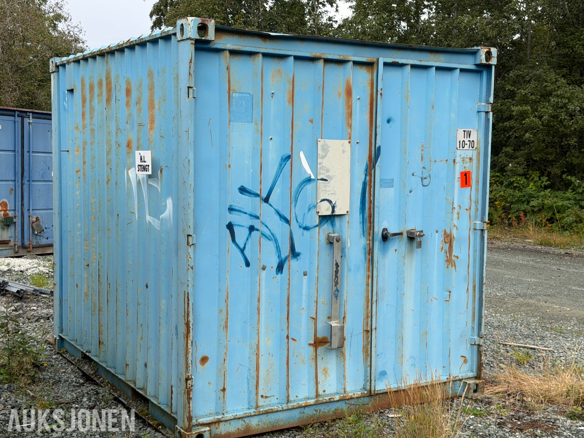 1992 Innredet 10 fots lagercontainer / verkstedcontainer med arbeidsbenk og reol
