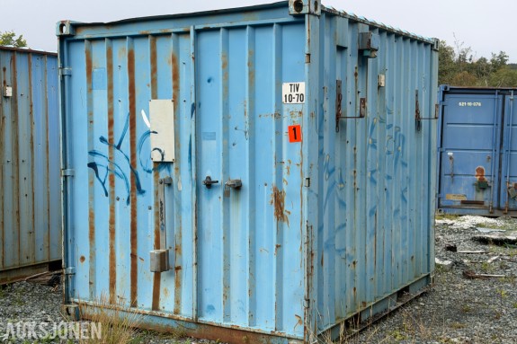 1992 Innredet 10 fots lagercontainer / verkstedcontainer med arbeidsbenk og reol
