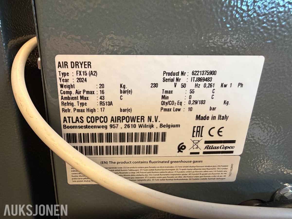Atlas Copco LZ 7–10 FF 500 komplett trykkluftanlegg 2024 Modell