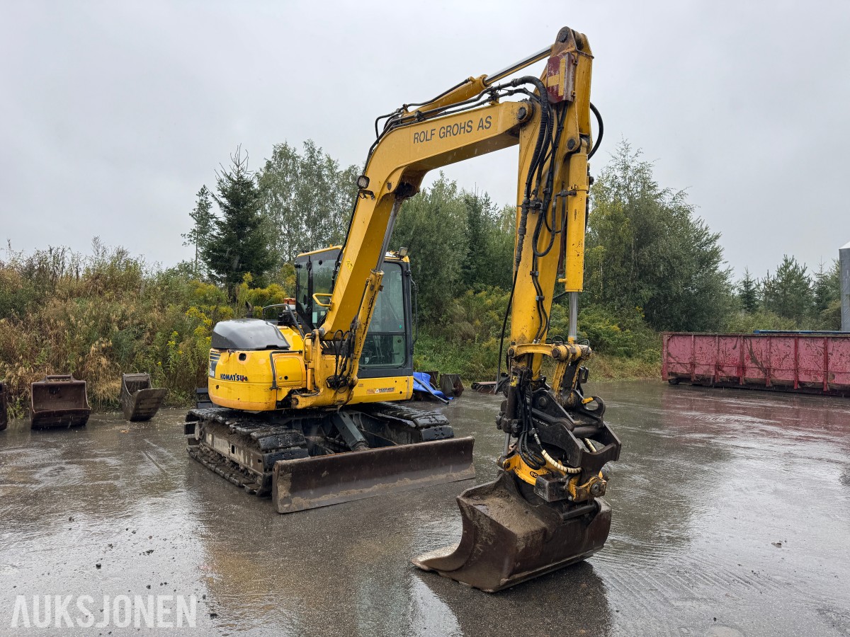 2008 Komatsu PC88MR beltegraver – tiltrotator – skjær – flere skuffer