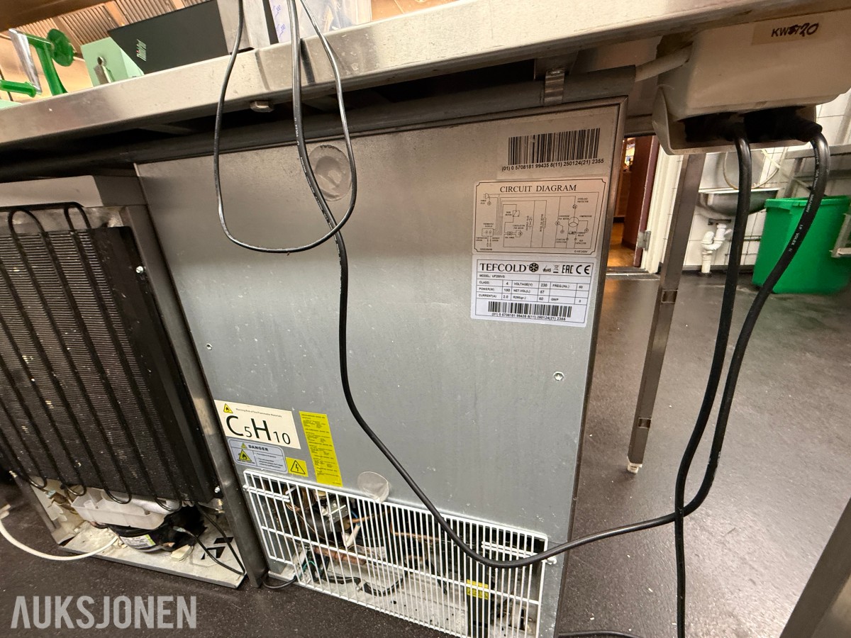 Tefcold fryseskap 200ltr UF200VS rustfritt H850