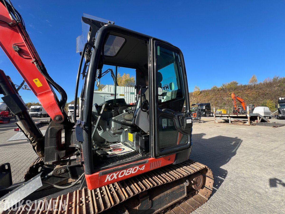 Kubota KX 080-4 Engcon tilt, to skuffer, sentralsmøring 