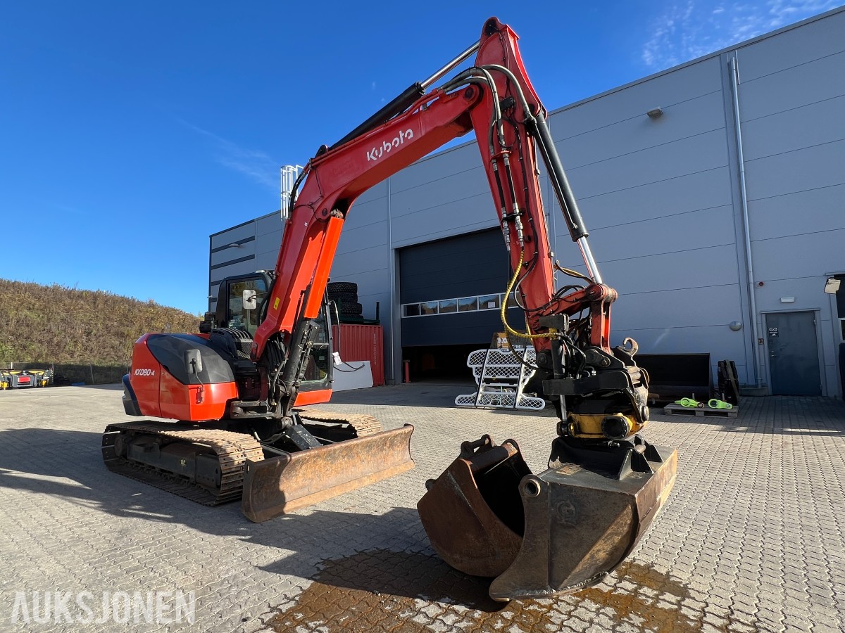 Kubota KX 080-4 Engcon tilt, to skuffer, sentralsmøring 