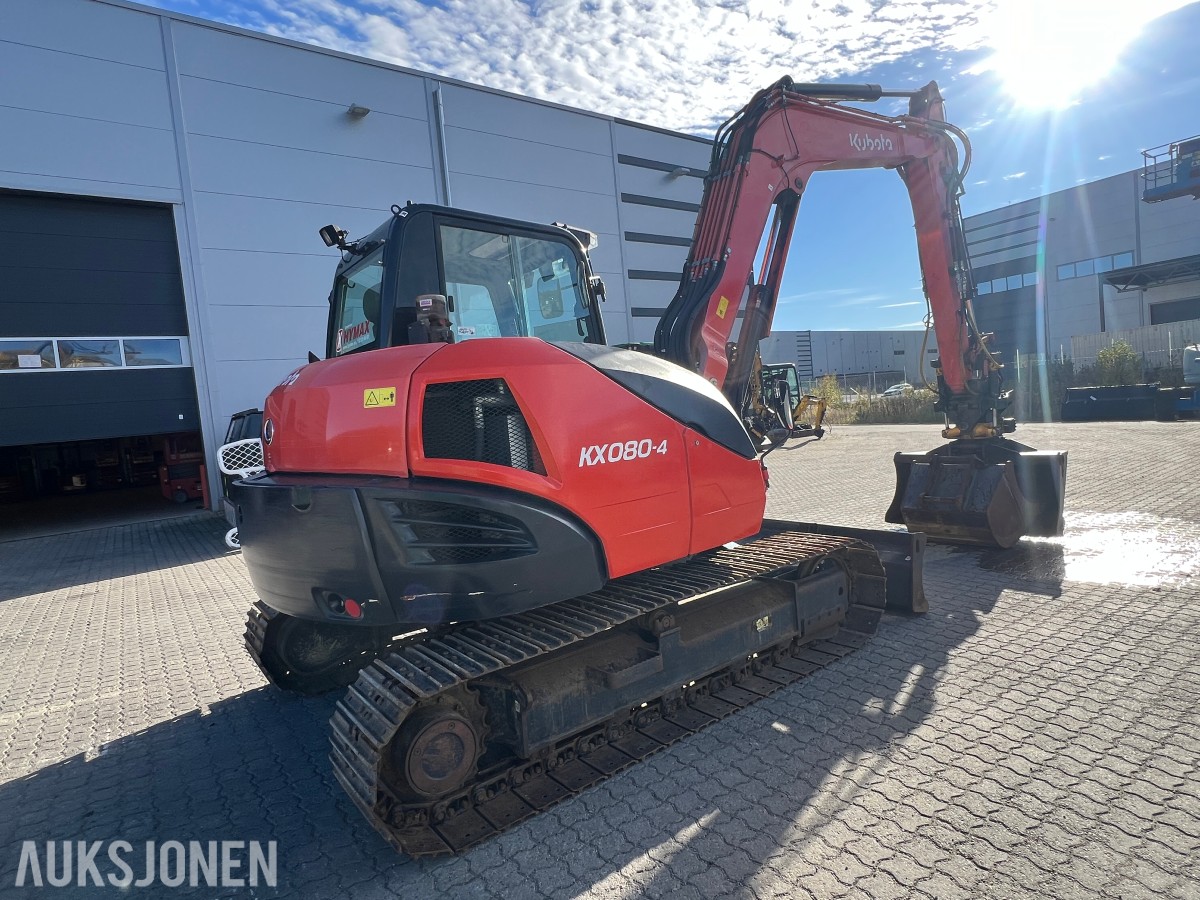 Kubota KX 080-4 Engcon tilt, to skuffer, sentralsmøring 