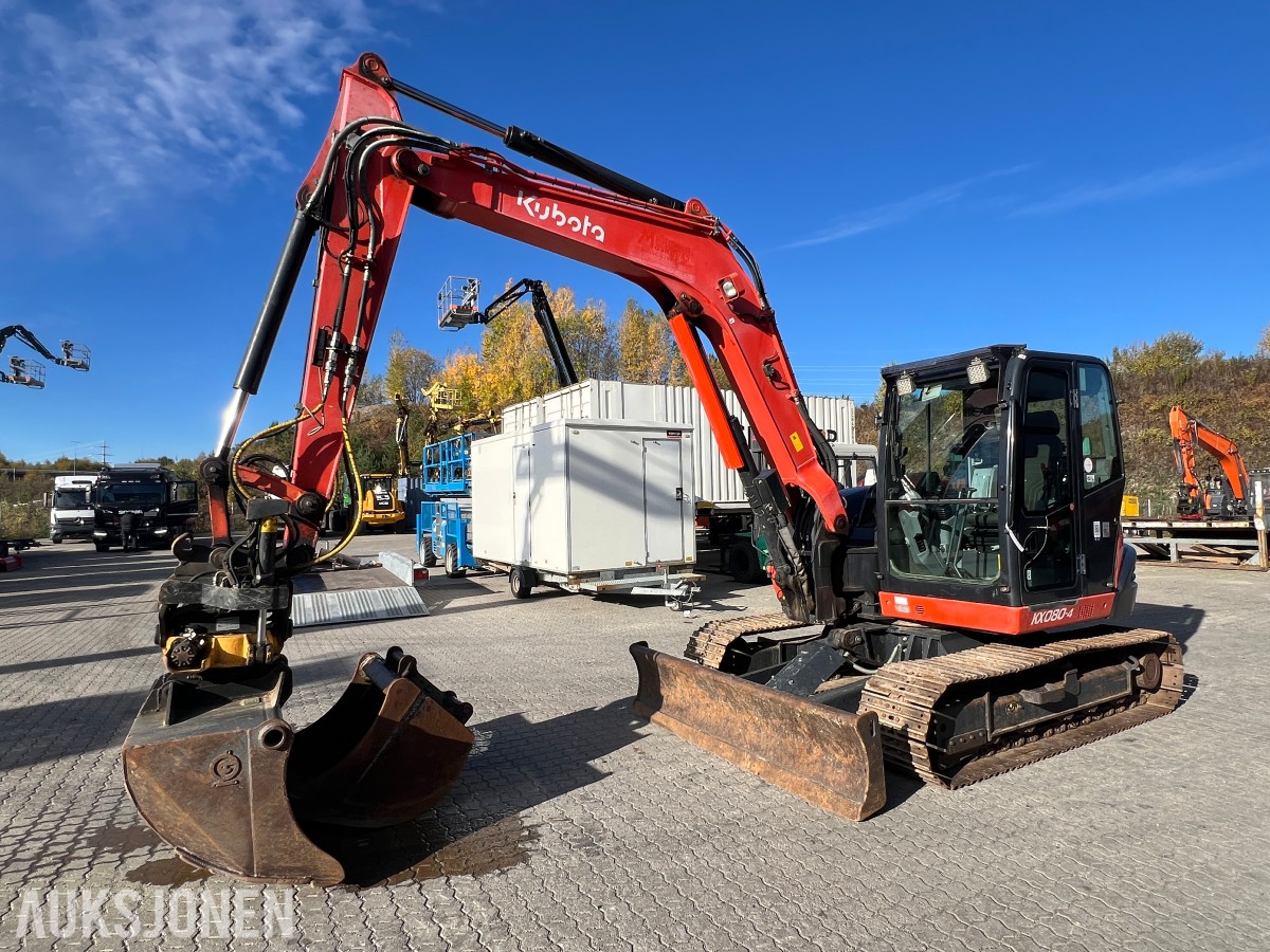 Kubota KX 080-4 Engcon tilt, to skuffer, sentralsmøring 