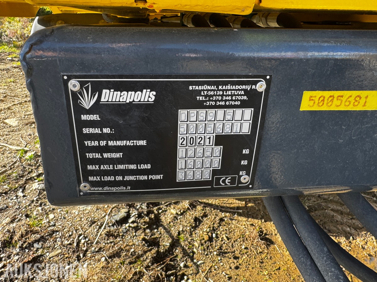 2021 Dinapolis DINA DPS 9.5 dumperhenger, 9 500 kg nyttelast, Hardox