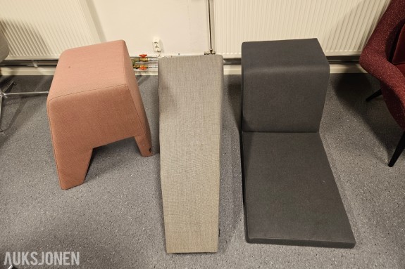 Polstrede sittemoduler - PROOFF-merket krakk og loungeelement - loungeelement 110 cm - benk 120 cm - rosa polstret plate 