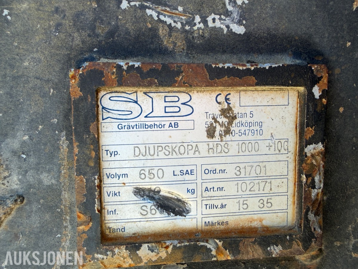 2015 SB dyp graveskuffe, S60 feste, 650 liter