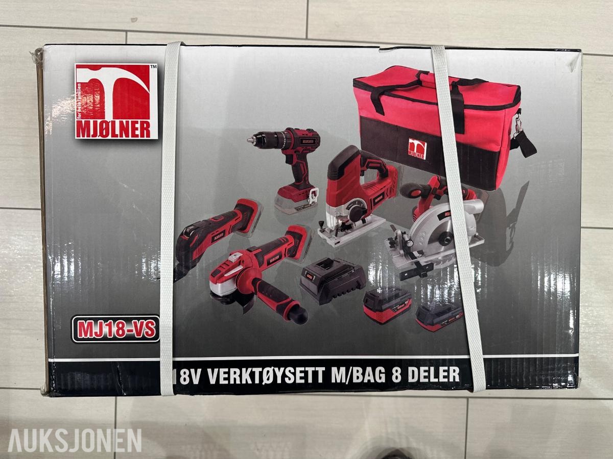 Mjølner 18v - verktøysett med bag 8 deler