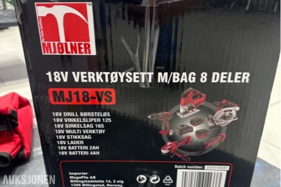 Mjølner 18v - verktøysett med bag 8 deler