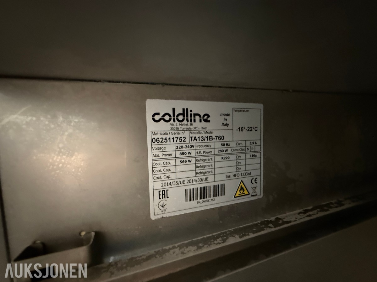 Coldline TA13/1B-760 frysebenk – 2 dører – rustfritt stål