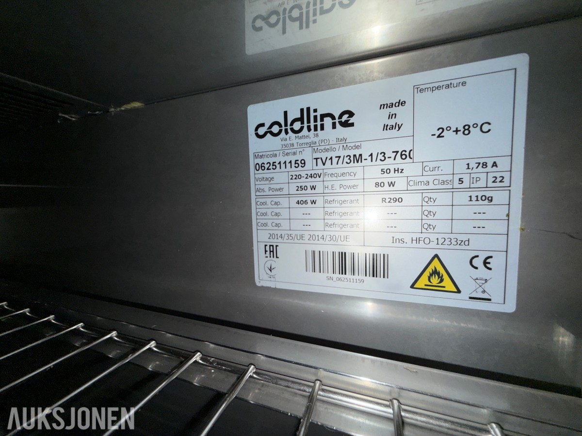Coldline TA13/1B-760 profesjonell frysebenk – 2 dører