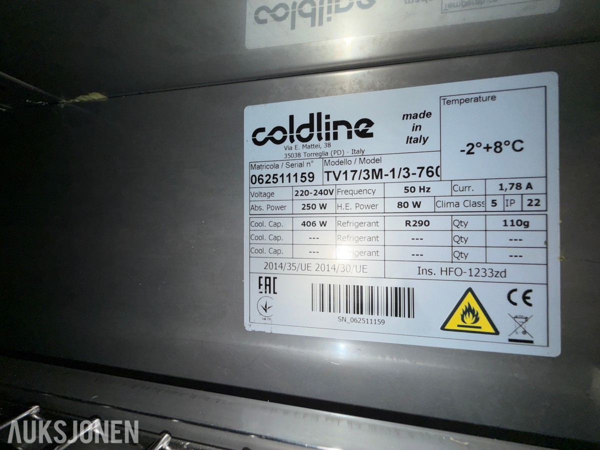 Coldline TA13/1B-760 profesjonell frysebenk – 2 dører