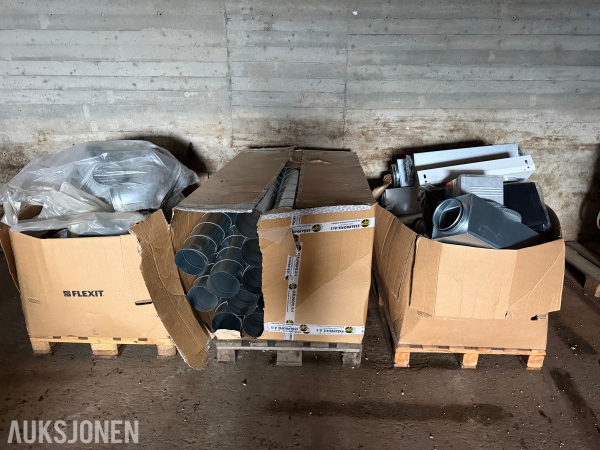 Flexit 3 paller med mye ventilasjonsdeler - nytt/overskudd fra prosjekt