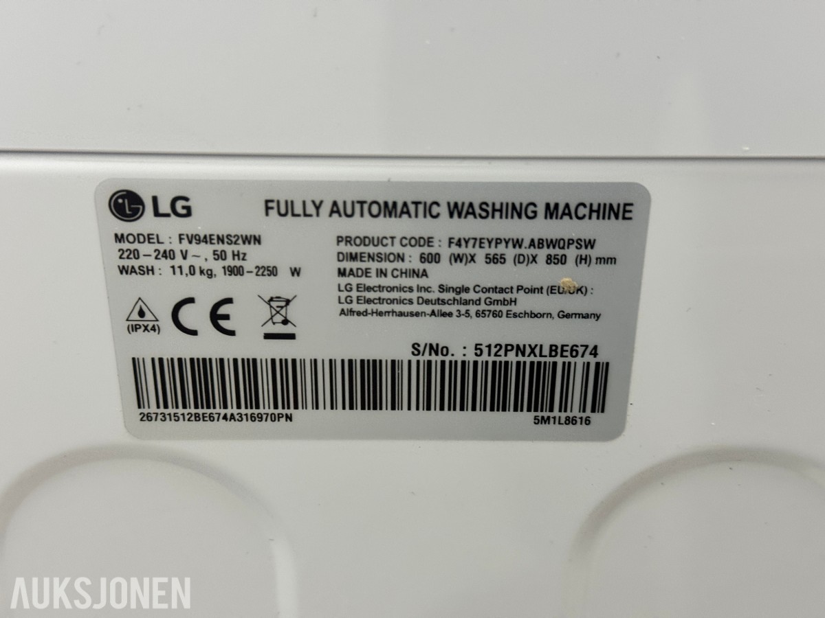 Ny LG Vaskemaskin FV94ENS2WN + Brukt Point oppvaskmaskin følger med