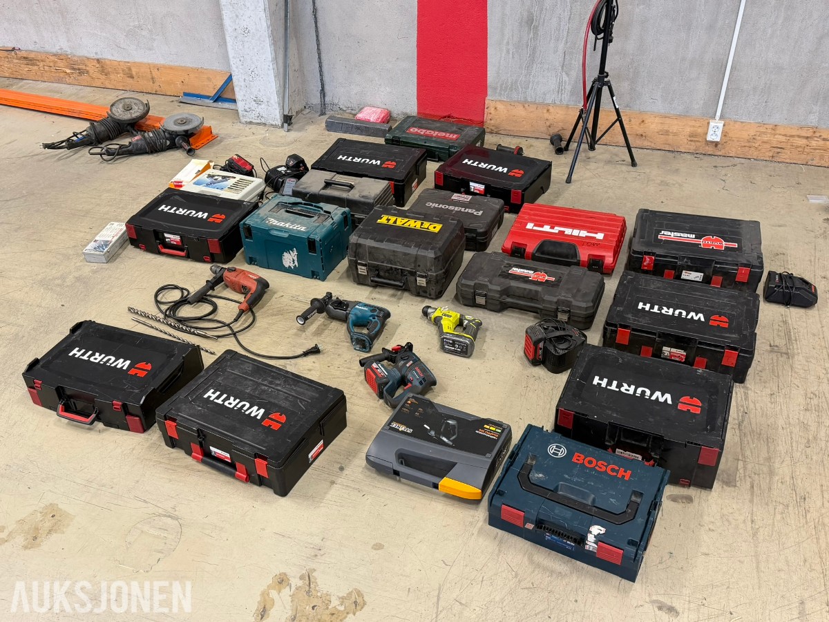 Verktøypakke WÜRTH, Hilti, Ryobi, DeWALT, Bosch, Makita ++