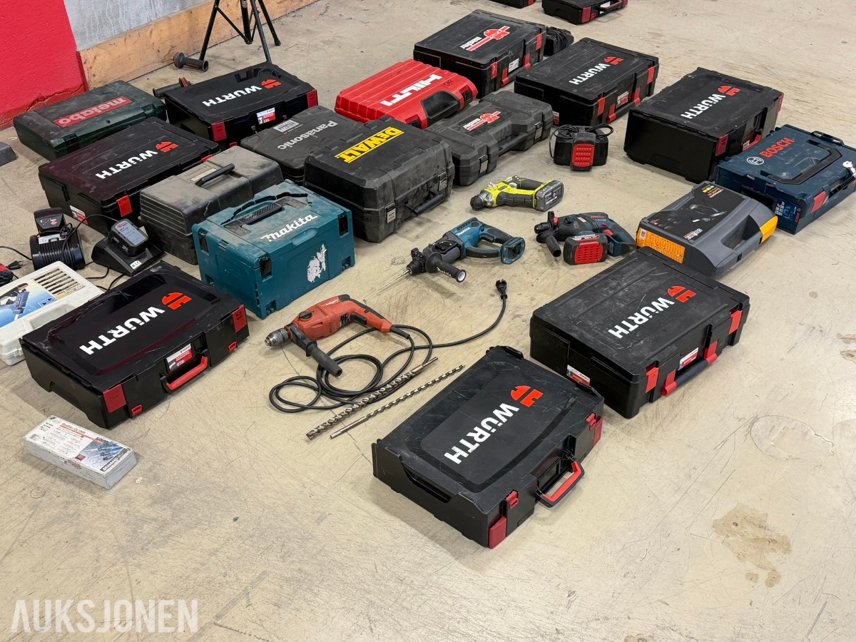 Verktøypakke WÜRTH, Hilti, Ryobi, DeWALT, Bosch, Makita ++
