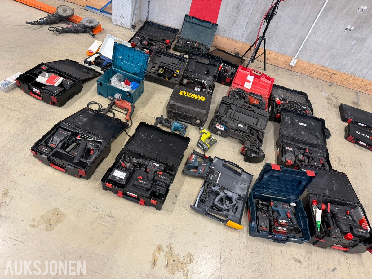 Verktøypakke WÜRTH, Hilti, Ryobi, DeWALT, Bosch, Makita ++