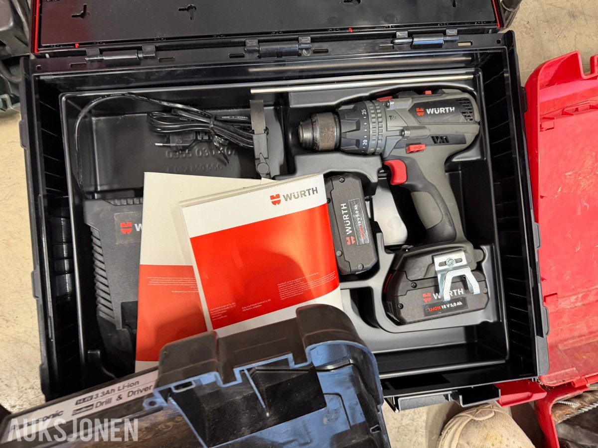 Verktøypakke WÜRTH, Hilti, Ryobi, DeWALT, Bosch, Makita ++