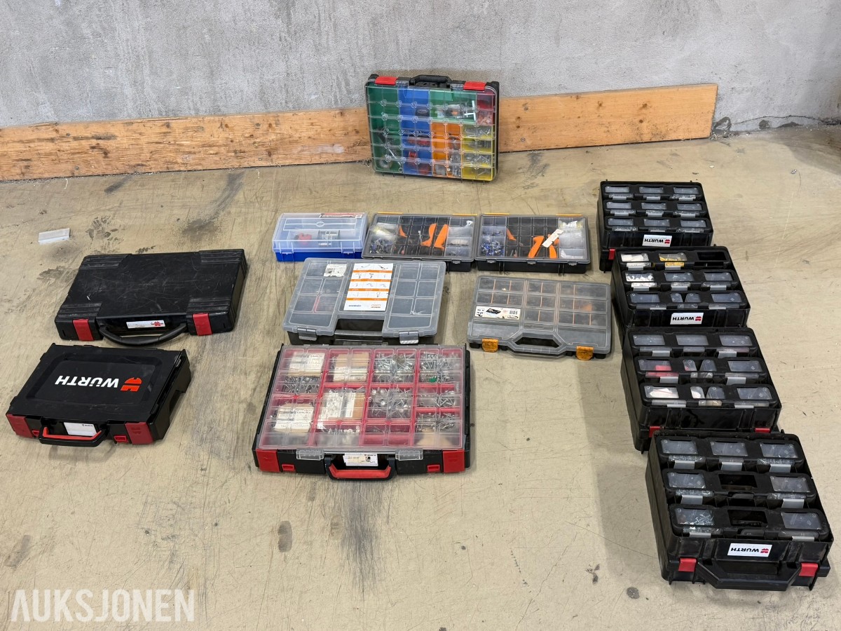Festemateriell og sortiment i kofferter