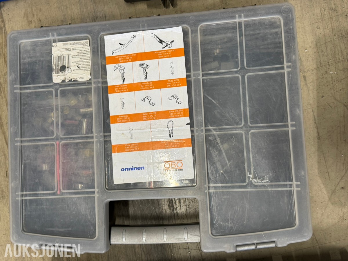 Festemateriell og sortiment i kofferter