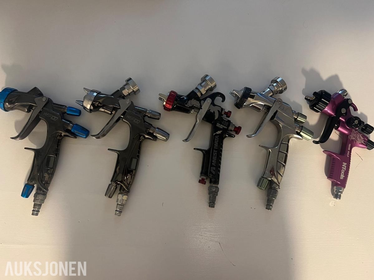 5 stk lakksprøyter – Iwata/Anest Iwata og NTools – godt vedlikeholdt