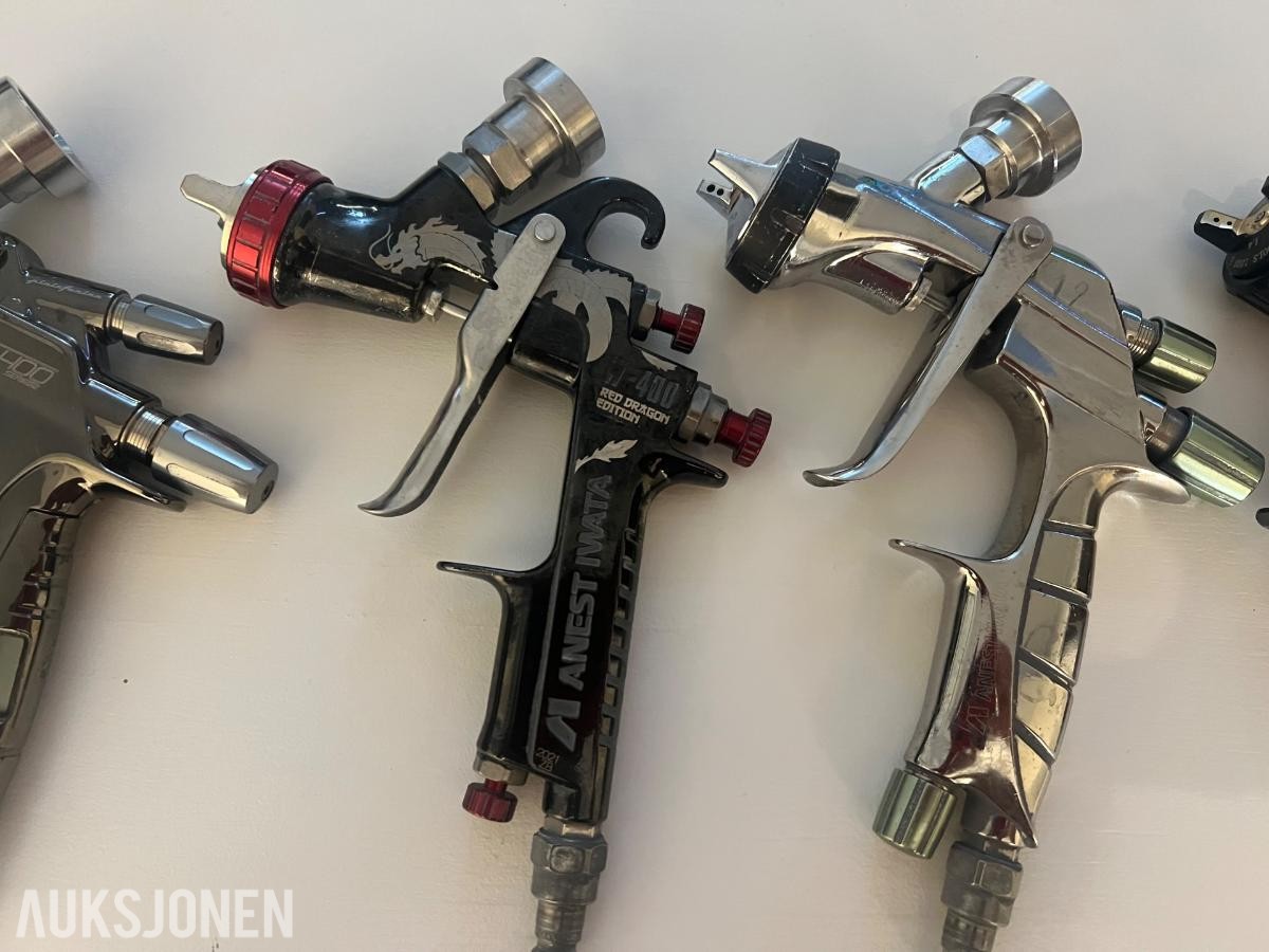 5 stk lakksprøyter – Iwata/Anest Iwata og NTools – godt vedlikeholdt