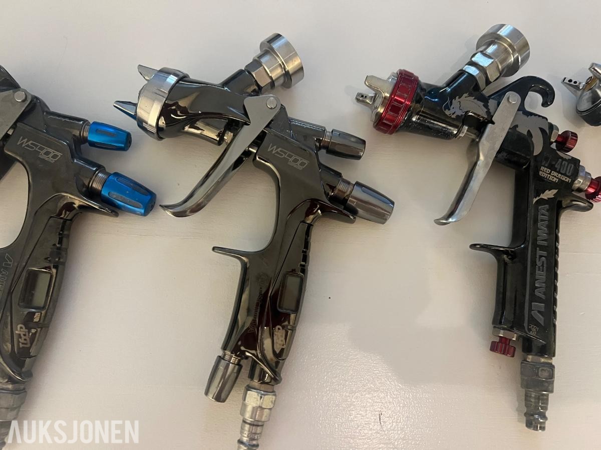 5 stk lakksprøyter – Iwata/Anest Iwata og NTools – godt vedlikeholdt