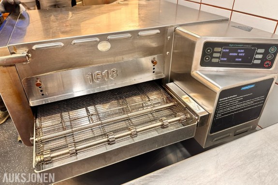 2019 TurboChef HhC 1618 High h Conveyor - elektrisk transportbåndovn - rustfritt bord med skap under - CE-merket