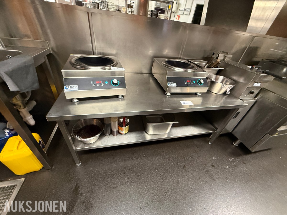 Arbeidsbenk i rustfritt stål med underhylle