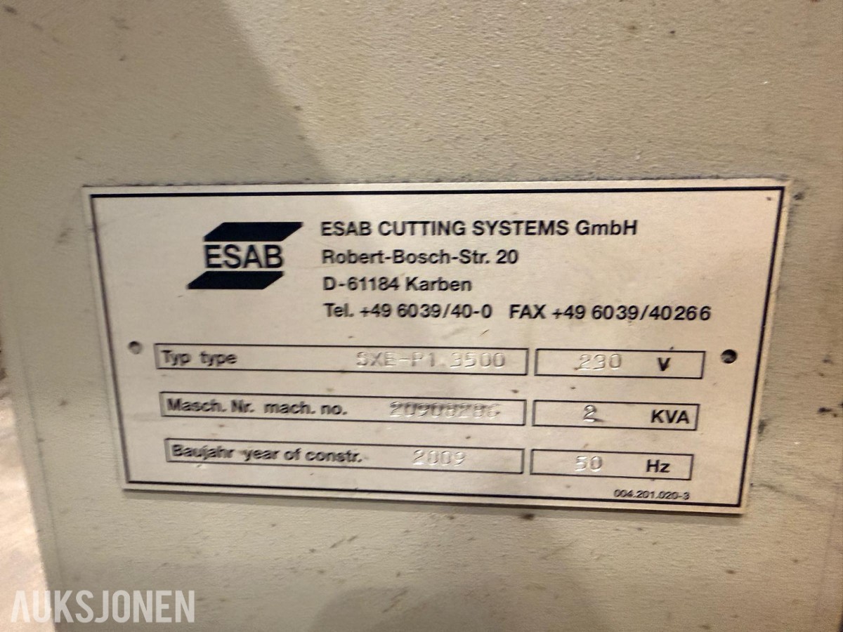 2009 ESAB SuprArex SXE-P 3500 plasmaskjæremaskin med Precision Plasmarc 201
