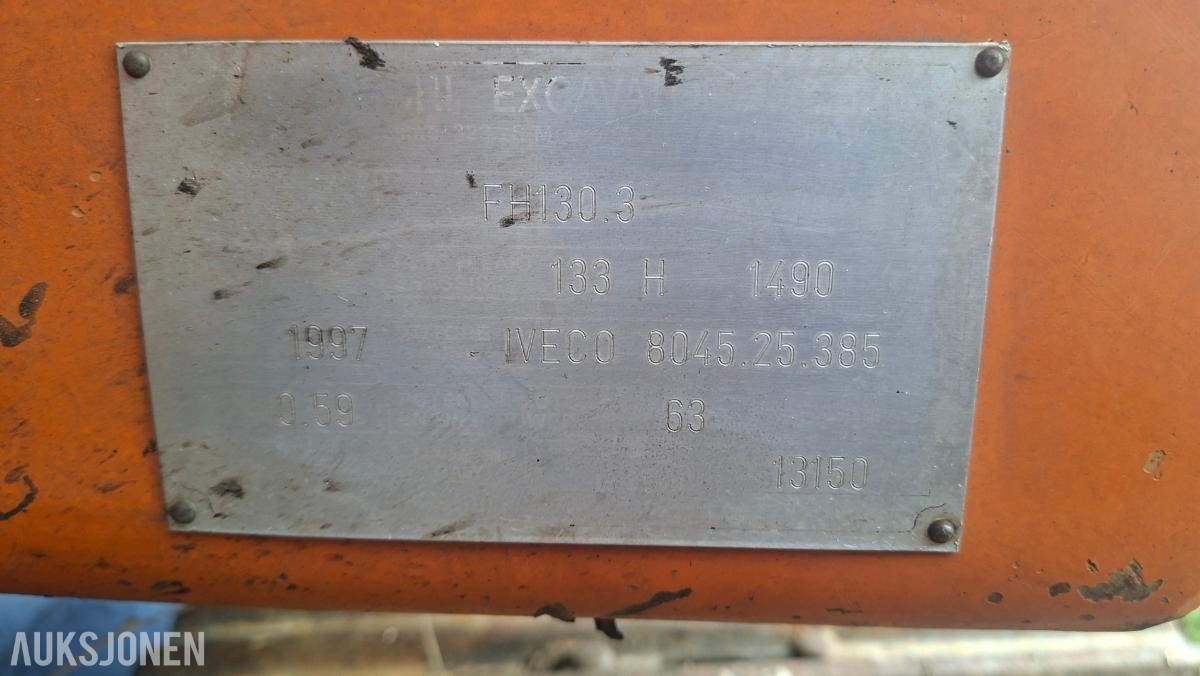 1997 Beltegraver - Fiat-Hitachi FH130, Hydraulisk pusseskuffe, 11843 timer